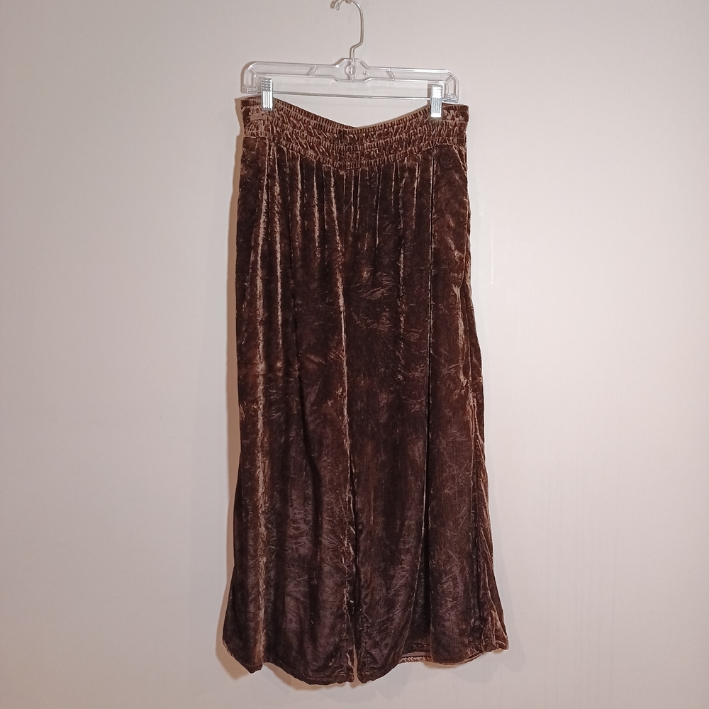 Anthropoligie Tamara Velvet Pullon Wide Leg Crop Trousers Size M